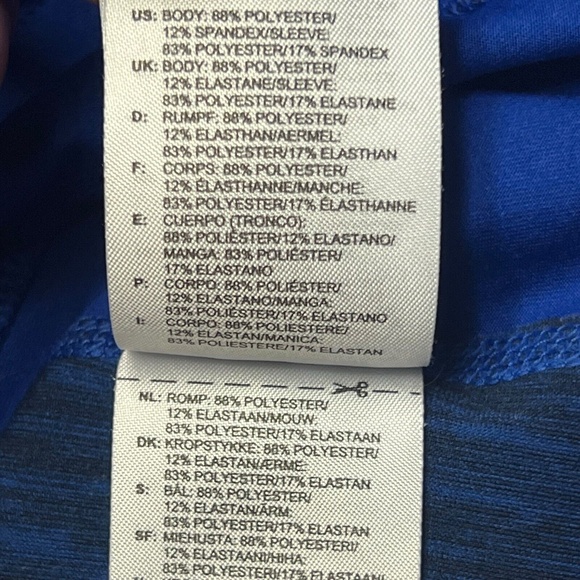 Adidas Top M Blue‎ Reflective Quarter Zip Hi Lo Thumbholes Climalite Athleisure - Picture 12 of 13